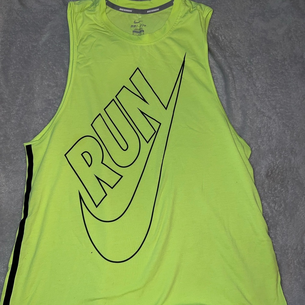 Nike Bright Yellow RUN Graphic Tank